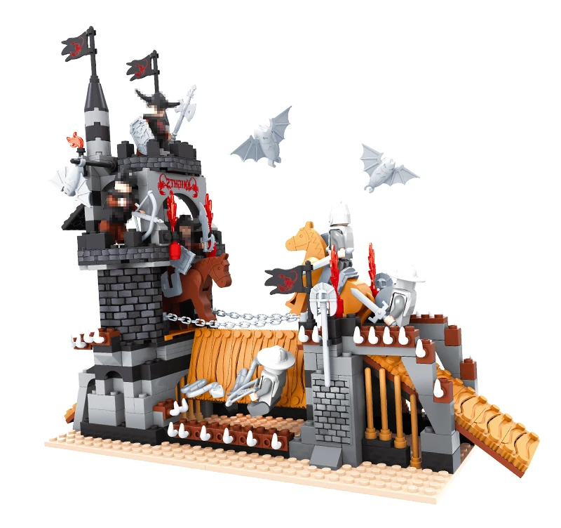 AUSINI Castle Knight Building Blocks Archer Mini Figures Toys for Children DIY Fortress Model Bricks Set Boys Game Christmas Toy