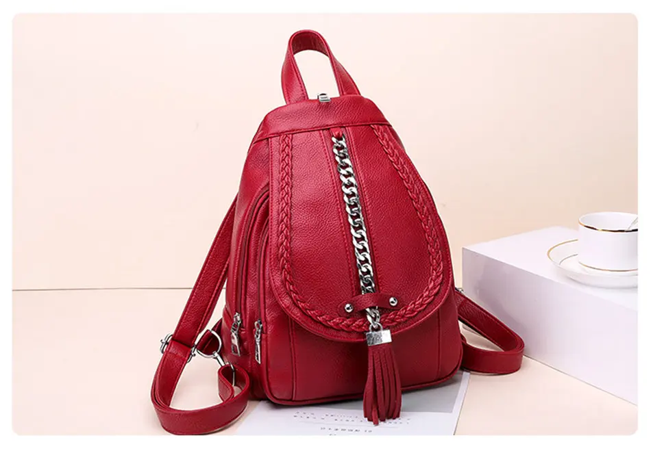 Женские кожаные рюкзаки ткацкий металлический рюкзачок с цепочками sac dos дорожные рюкзаки mochila masculina школьные рюкзаки для подростков