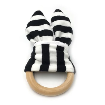 

Baby Teething Ring Chewie Teether Safety Wooden Natural Bunny Sensory Toy Gift