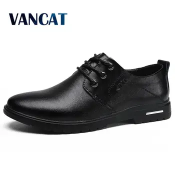 

2020 New Spring Autumn Leather Men Shoes Fashion Casual Shoes Lace-Up Loafers Oxford shoes Wedding Dress Shoes Big Size 38-47