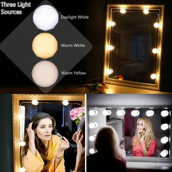 

Cosmetic Lamp Makeup Lights LED Vanity Mirror Lights Kit 5V/USB 3 Color Hollywood Style Dimmable USB Charging Dressing Table