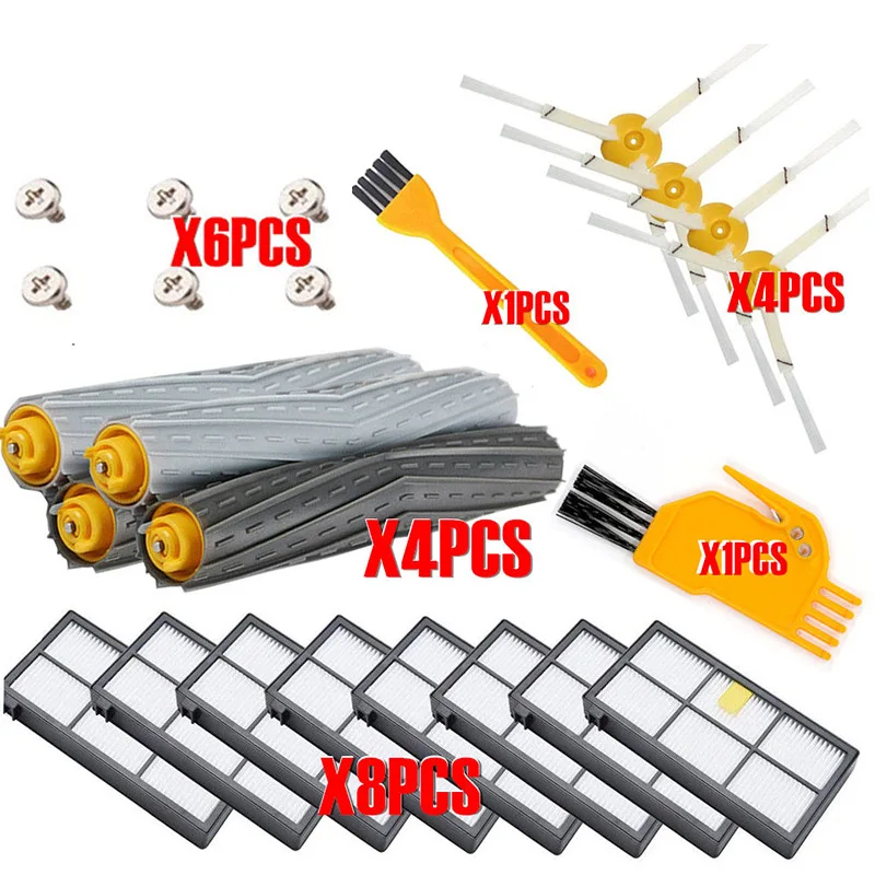 24Pcs Для IRobot Roomba Запчасти комплект серии 800 860 865 866 870 871 880 885 886 890 900 960 966 980-щётки и фильтры - Цвет: 24Pcs