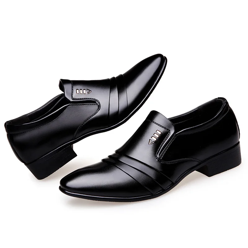 

Classic Mens Formal Loafers Synthetic Leather Dress Shoes Wedding Suit Loafers Pointed Toe Slip On British Business Office Shoes