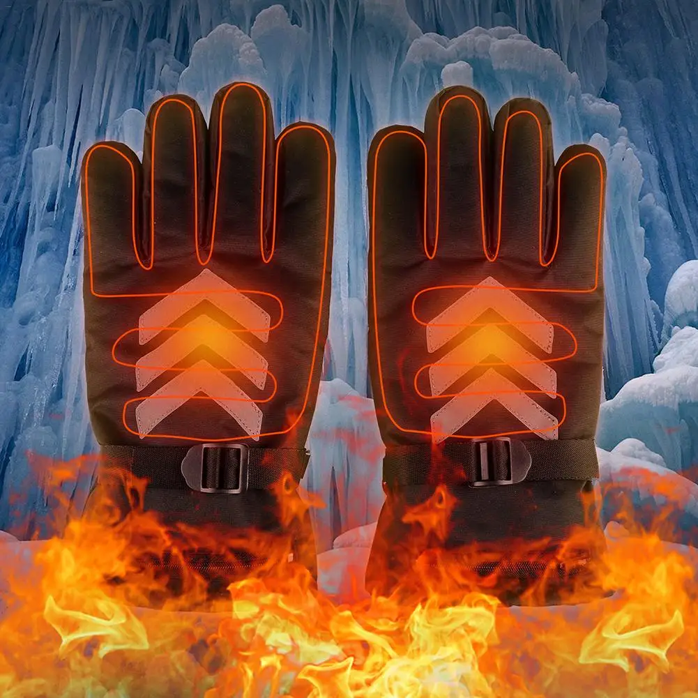 Battery Powered Electric Rechargeable Heated Gloves Waterproof Insulated Night Reflective Back Touch Screen Heating Glove Warmer