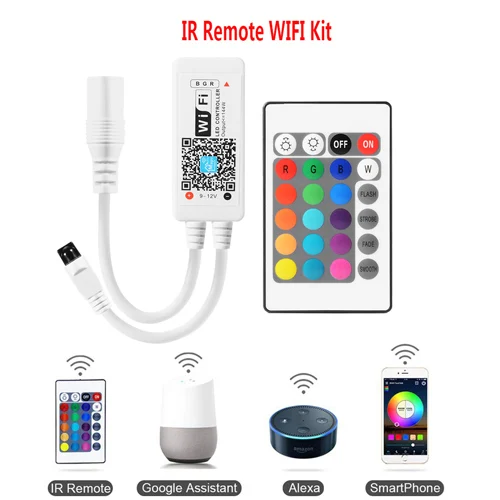 Светодиодная Wi-Fi лента 15 м 10 м 5050 rgb tira 60led/m смартфон alexa google home беспроводное управление с радиочастотным ИК-пультом дистанционного управления домашний потолочный светильник - Испускаемый цвет: IR Remote WIFI Kit