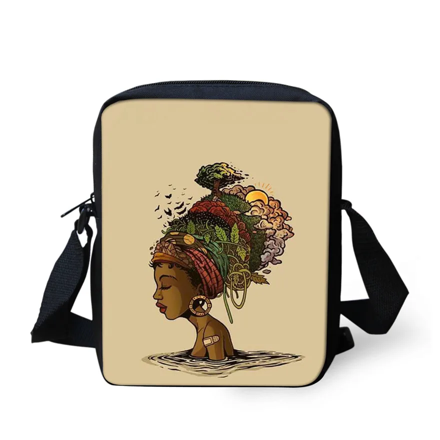 ELVISWORDS черная сумка-мессенджер для девочек в стиле афро, Маленькая мужская сумка через плечо для девочек, Студенческая мини-сумка на плечо, милые сумки - Цвет: YQ3499E