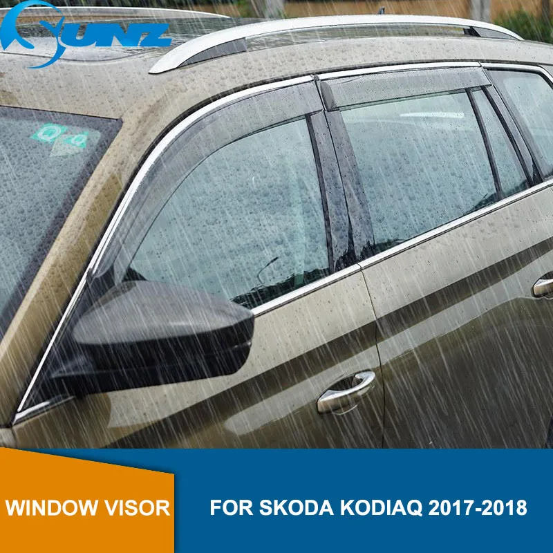 Car styling smoke Side window deflectors For Skoda KODIAQ Window Visor Vent Shades Sun Rain Deflector Guard SUNZ