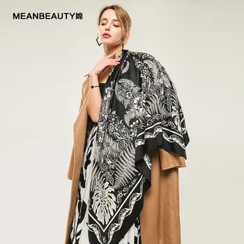 

Foreign Trade Supply Twill Vine Flowers Gilding Pattern da fang jin Sunscreen Scarves Shawls Beach Towel off-the-Shelf Sales