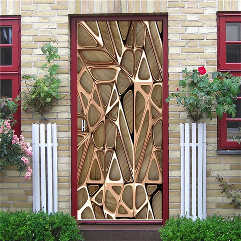3D Двери обои виниловые украшения дома DIY съемный клей водонепроницаемый стены искусства Наклейка настенные наклейки на двери deursticker - Цвет: DZMT112