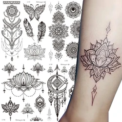 Autocollant de tatouage temporaire imperméable pour femmes, 2 pièces, fleur, Mandala, pivoines, Rose, Art corporel, transfert d'eau, clavicule, 2022 