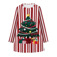 Платье для маленьких девочек рождественское платье с длинными рукавами и 3D принтом для девочек-подростков одежда для малышей