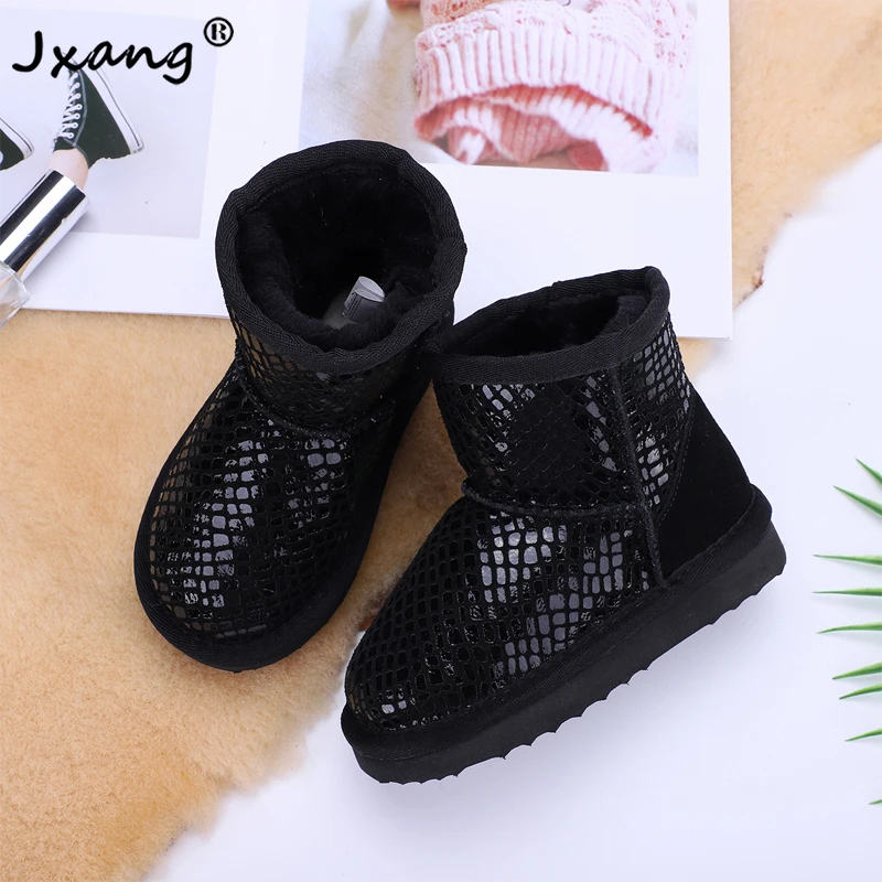 

JXANG 2020 classic Australian boys and girls snow boots 100% genuine cowhide leather ankle boots warm winter children's boots
