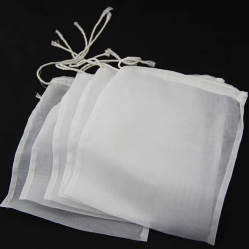 5 Pcs 100/160/200 Micron Beer Brew Bag Home Brew Filter Bag For Homebrewing With String Malt Mash 15*20cm