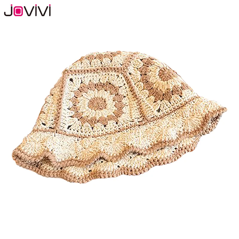 Jovivi Women Knit Beanie Hat Crochet Cotton Bucket Hat Handwoven Flodable Winter Warm Hat Fashion Handmade Skull Beanie Cap black bucket hat womens