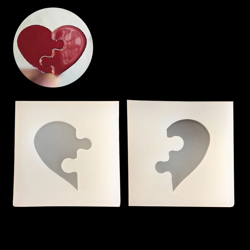 

AB Epoxy UV Epoxy Mould Silicone Mould Phone Case Accessories Mould One-to-Heart Shape Jigsaw Puzzle Couples