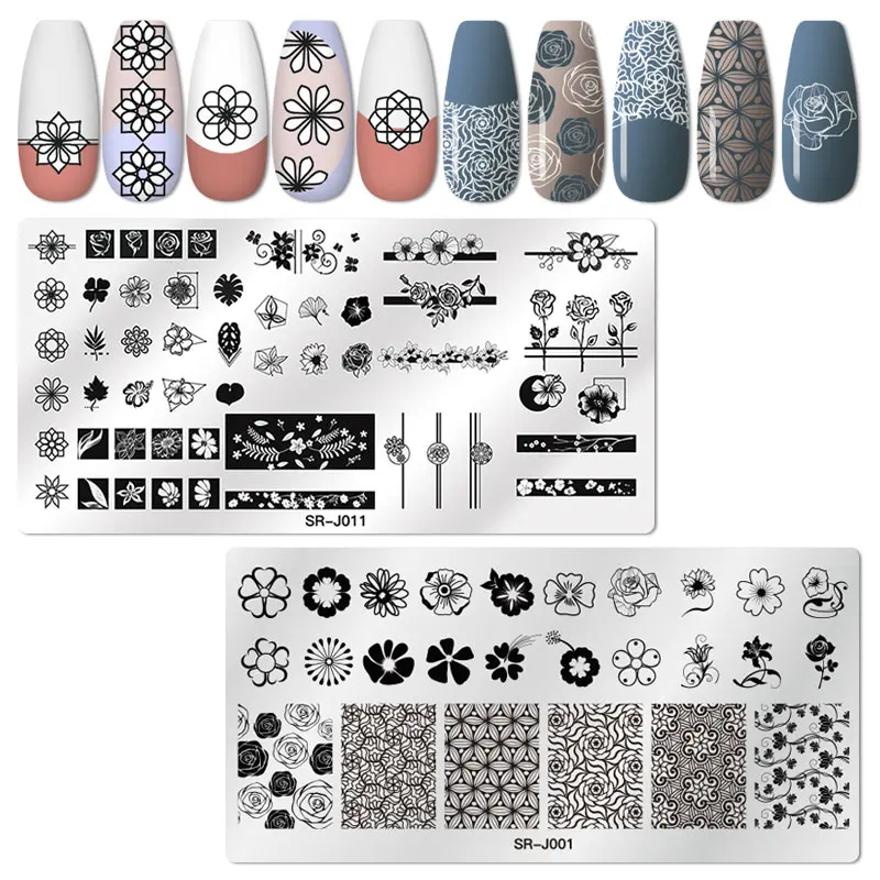RBAN NAIL Art штамп штамповка изображения Набор круглых прямоугольных из нержавеющей