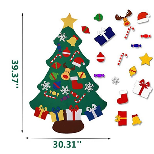 DIY войлочная Рождественская елка, новогодние подарки, детские игрушки, искусственное дерево, настенные подвесные украшения, Рождественское украшение для дома - Цвет: A