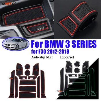 

Silicone Rubber Slot Pad Mat Anti-slip Door Gate Groove Mat Cup Pad 13pcs/set For BMW 3 series F30 2012-2018 Red/white/luminous