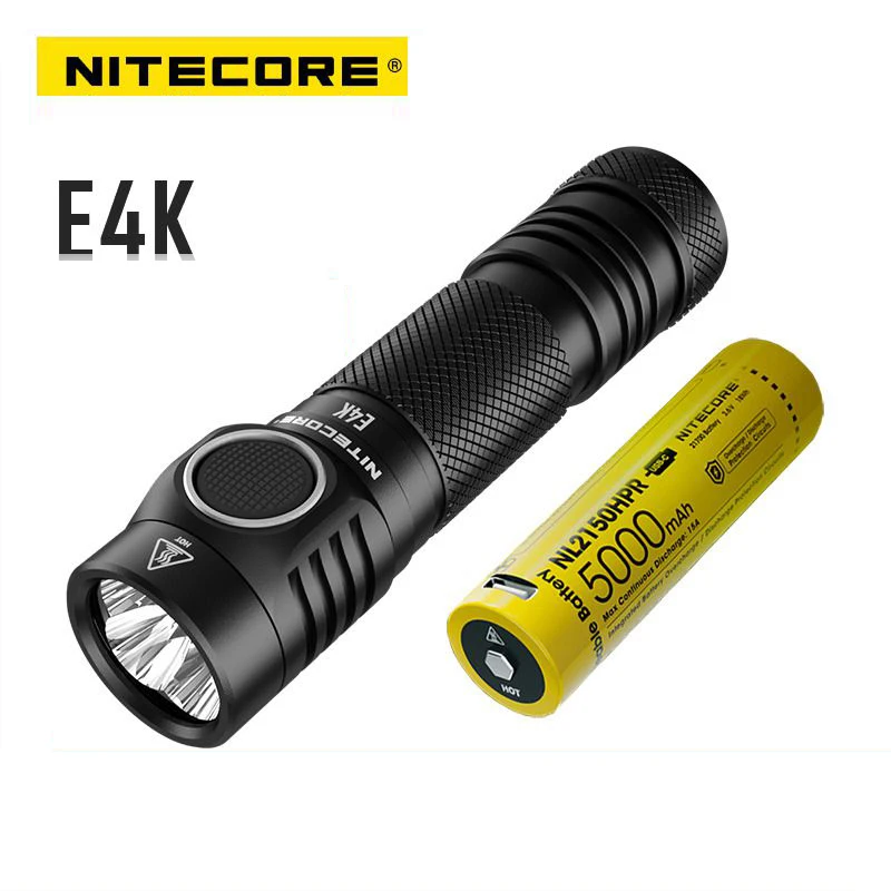 100% оригинал NITECORE E4K 4400 люмен 4 x CREE XP L2 V6 светодиоды 21700 компактный EDC фонарик с литий