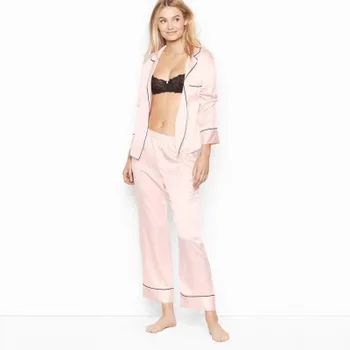 

HaloSweet Slik Sleepwear Women Pajamas Female Long Sleeves With Pants Home Wear For Women Embroidery Two Pieces Nightwear Nighty