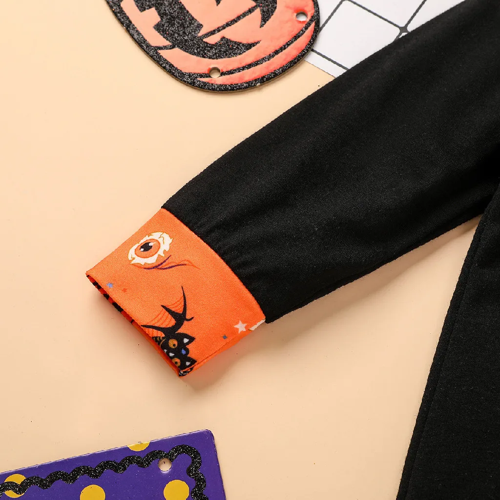 Lovely Fashion Newborn Clothing Set Baby Boys Girls Costume Cotton Long Sleeve Happy Halloween Print Pumpkin Hooded Jumpsuit
