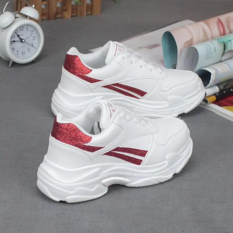 

2019 New White Platform Sneaker Casual Ladies fashion Thick Bottom Shoes Woman quality Footwear Women's Vulcanize Shoes G5-34