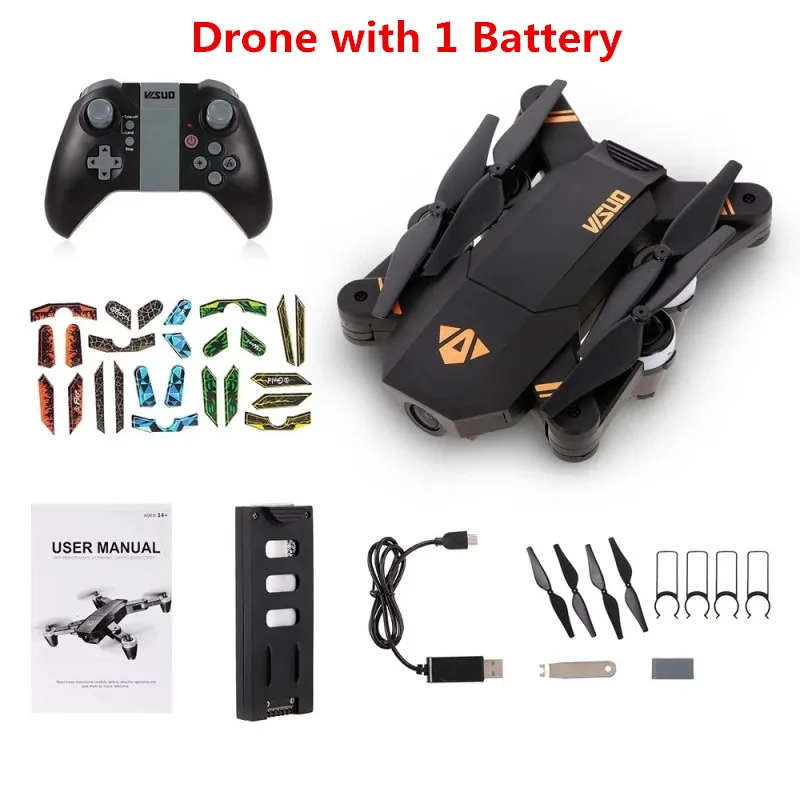 Drone with 1battery XS809Mini Дрон с камерой HD трек полет одна кнопка назад к трюку ролл Квадрокоптер RC вертолет датчик силы тяжести FPV Дрон игрушки - Цвет: Drone with 1battery