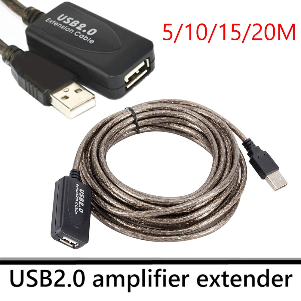 USB 2.0 Extension Cable - Male to Female Active Repeater for Wireless Network Card, 5/10/15/20m Description Image.