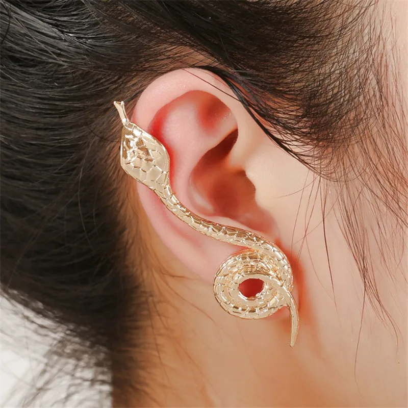 

1PC European Long Cobra Snake Earrings for Women Men Jewelry Gothic Punk Animal Ear Stud Handmade Mens Unisex Stud Earings E290