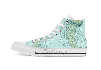

Green jellyfish breathable Casual High Top lace-up Canvas shoes sneakers Drop shipping
