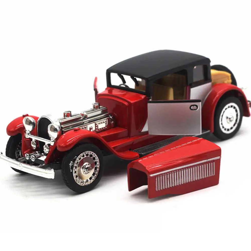 red Kuulee 1:28 Bugatti имитация винтажная модель автомобиля двойные двери сплав светильник звуковая модель автомобиля Модель автомобиля Контроль силы реалистичное тело - Цвет: red