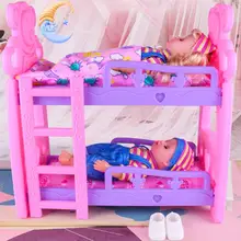 Миниатюрный Кукольный домик двойная кроватка аксессуары для кроватки для миниатюрной мебели игрушки подарки для детей