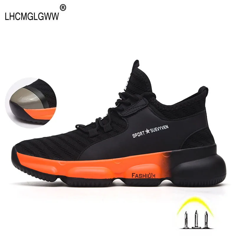 

New Men Work safety shoes fashion Outdoor Steel Toe Cap Anti-smashing Puncture Proof Construction sneakers Boots