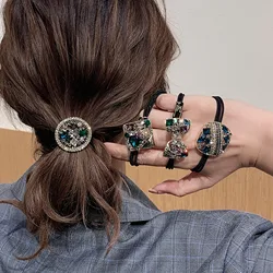Fashion Elegant Elastic Hair Bands Crystal Rhinestone Bow Women's Ponytail Head Rope Tie Korean Exquisite Girls Hair Accessories