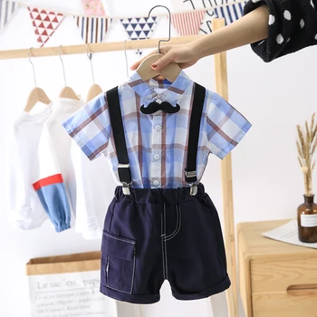 

infant boy clothing little man outfit 1 year half birthday outfits plaid baby suit formal tie shirt gemtleman style clothes set