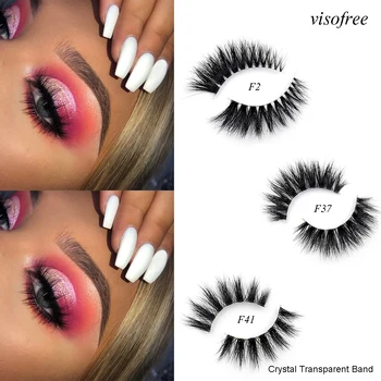 

New 1 Pairs Crystal 3D Mink Lashes Handmade Fake Lashes False Eyelashes Soft Lashes Transparent Stem High Quanlity Beauty F36