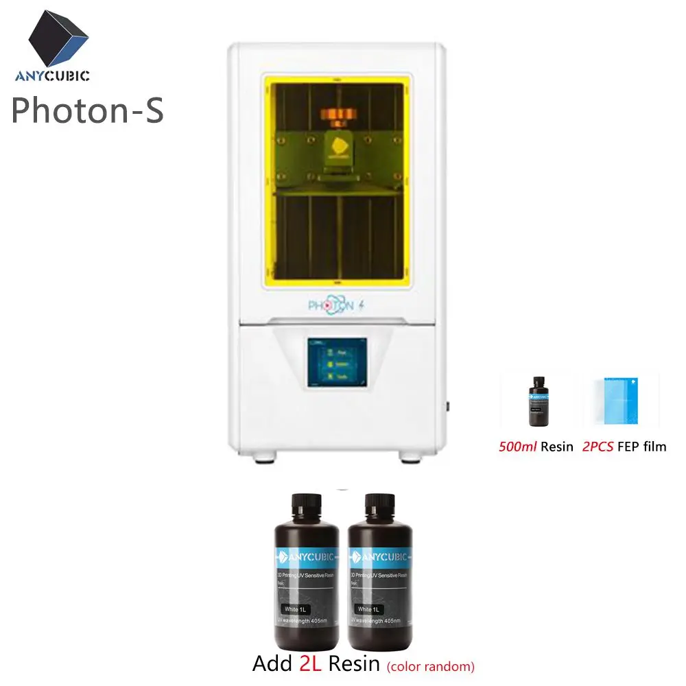 WhitePSwith2.5L ANYCUBIC Photon-S lcd 3d принтер Быстрый ломтик 405nm матрица УФ свет двойная ось Z SLA 3d принтер фотоны Модернизированный УФ модуль - Цвет: WhitePSwith2.5L