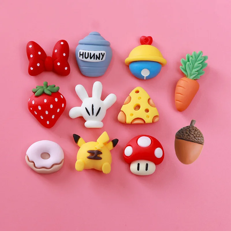 20Pcs/Lot Cartoon Planar Resin Ornament DIY Hairpin Jewelry Crafts Materials Nail Art Flat Back Resin Decoration Patch Applique
