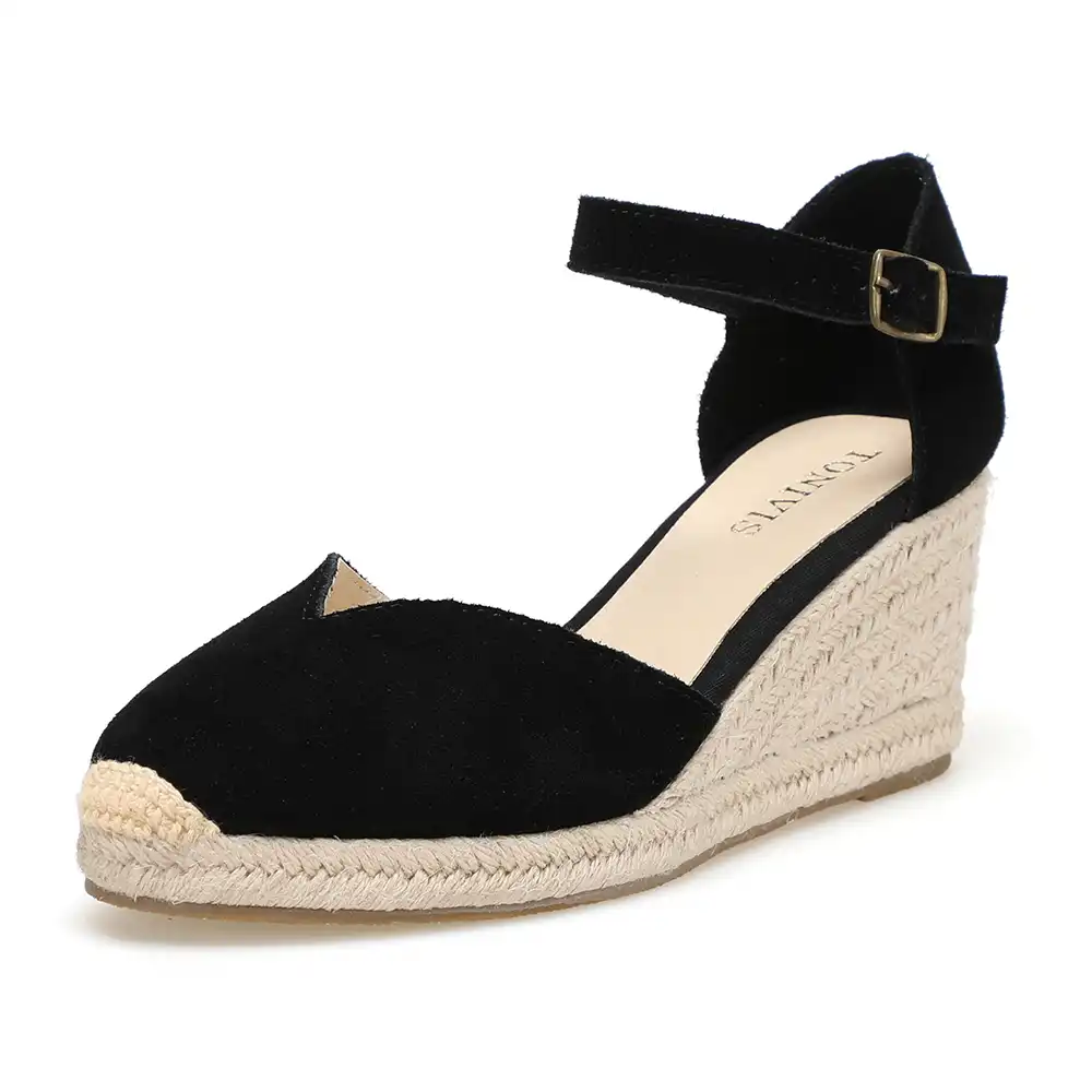 black closed wedges