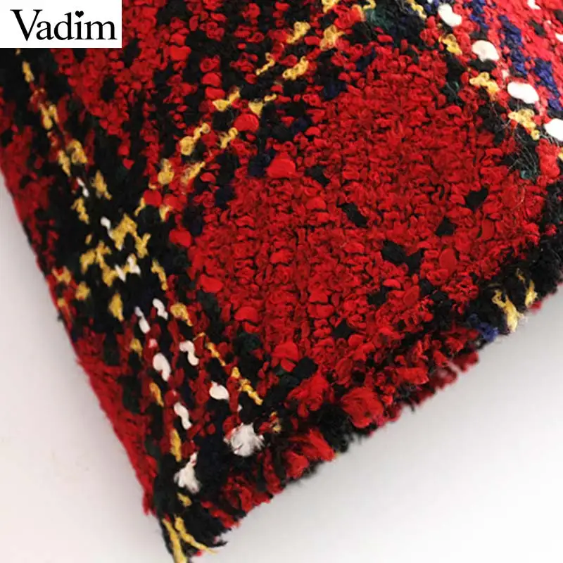 Женское элегантное платье vadim, клетчатое твидовое пальто, v-образный вырез, пуговицы, кисточки, Дизайнерская куртка, офисная одежда, Женская Повседневная Верхняя одежда, топ, blusas CA605