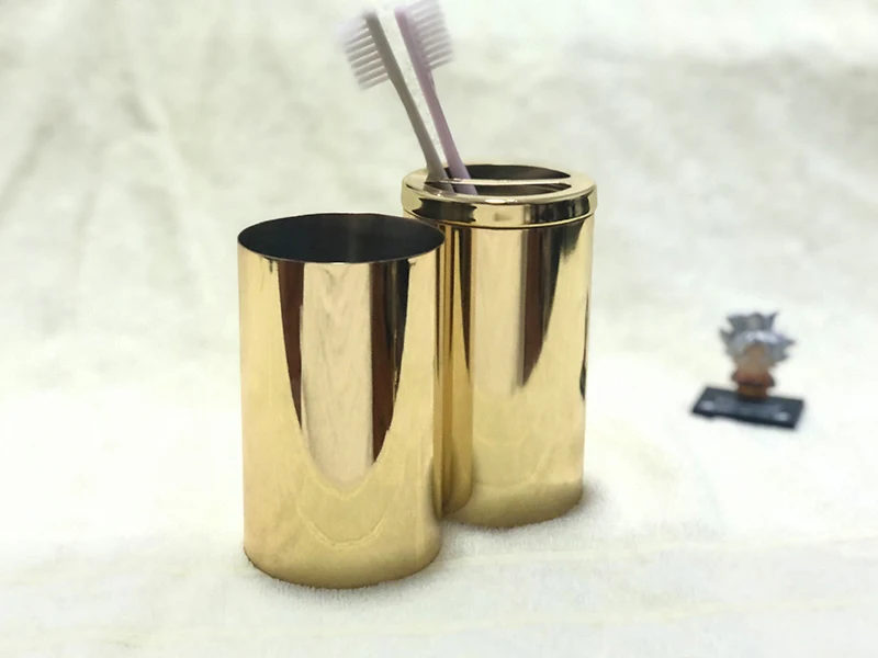 acessórios para banheiro conjunto de dispensador de sabão porta escova de dentes gargle copo escova de banheiro dourado