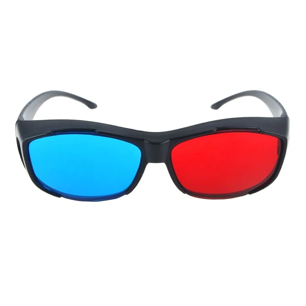 2pcs Red Blue Dimensional Anaglyph Universal 3D Glasses Game Black Frame DVD Vision TV Ultra Clear Virtual Cinema Movie Fashion