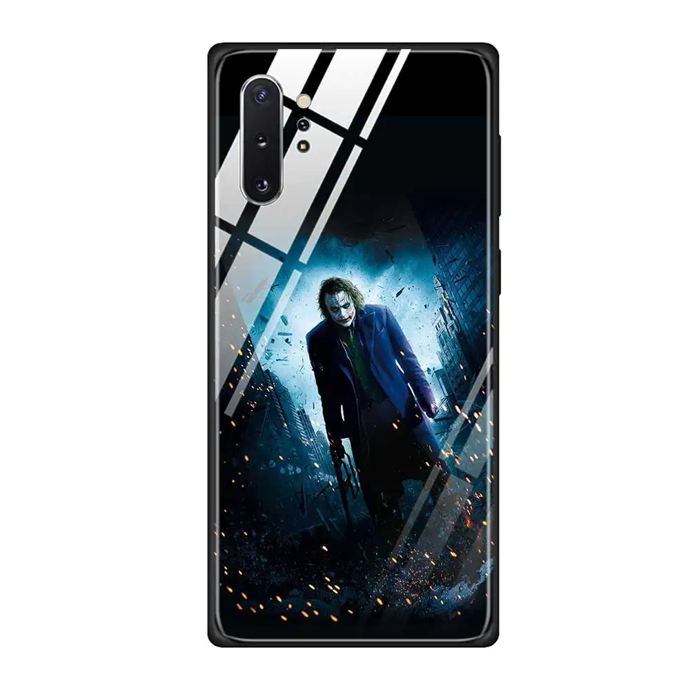 T13 Чехол для телефона из закаленного стекла для Samsung Galaxy S10 S10E S9 S8 Note 9 10 105G Plus A50 A30 TPU Мягкий край чехол Бэтмен Джокер Темный Kni - Цвет: T13