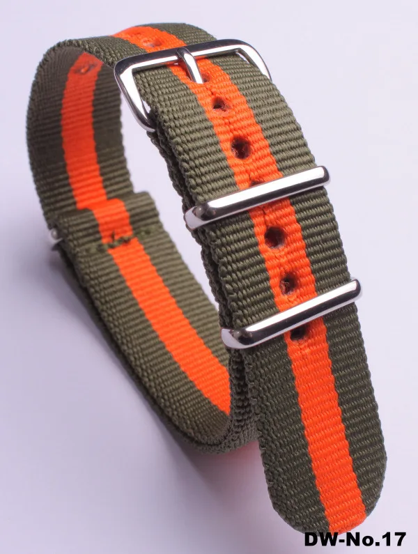 2Army Green 1Orange Ремешок для часов, нейлоновый браслет, ремешки для мужчин, Т-образный ремешок с пряжкой из нержавеющей стали для мужчин и женщин, сменный ремешок для часов 18 20 22 24 - Цвет ремешка: 2Army Green 1Orange