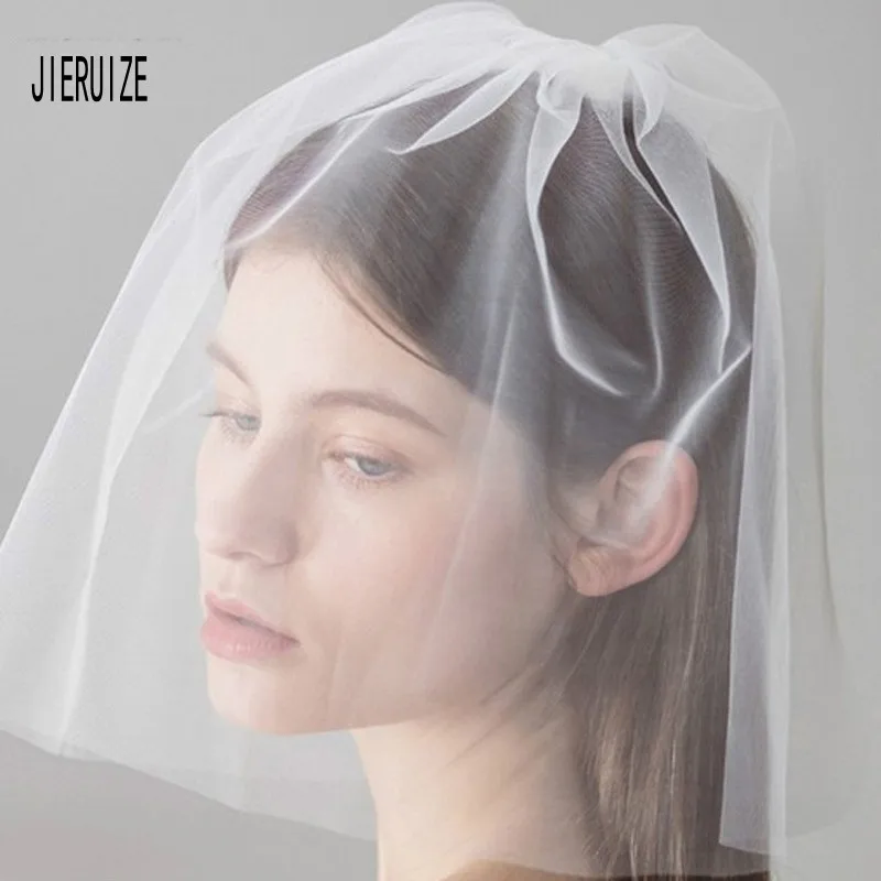 JIERUIZE, простая Тюлевая Свадебная птичья клетка, вуаль для лица, чародейка, короткая свадебная вуаль, вуаль для вечеринки, вуаль с гребнем