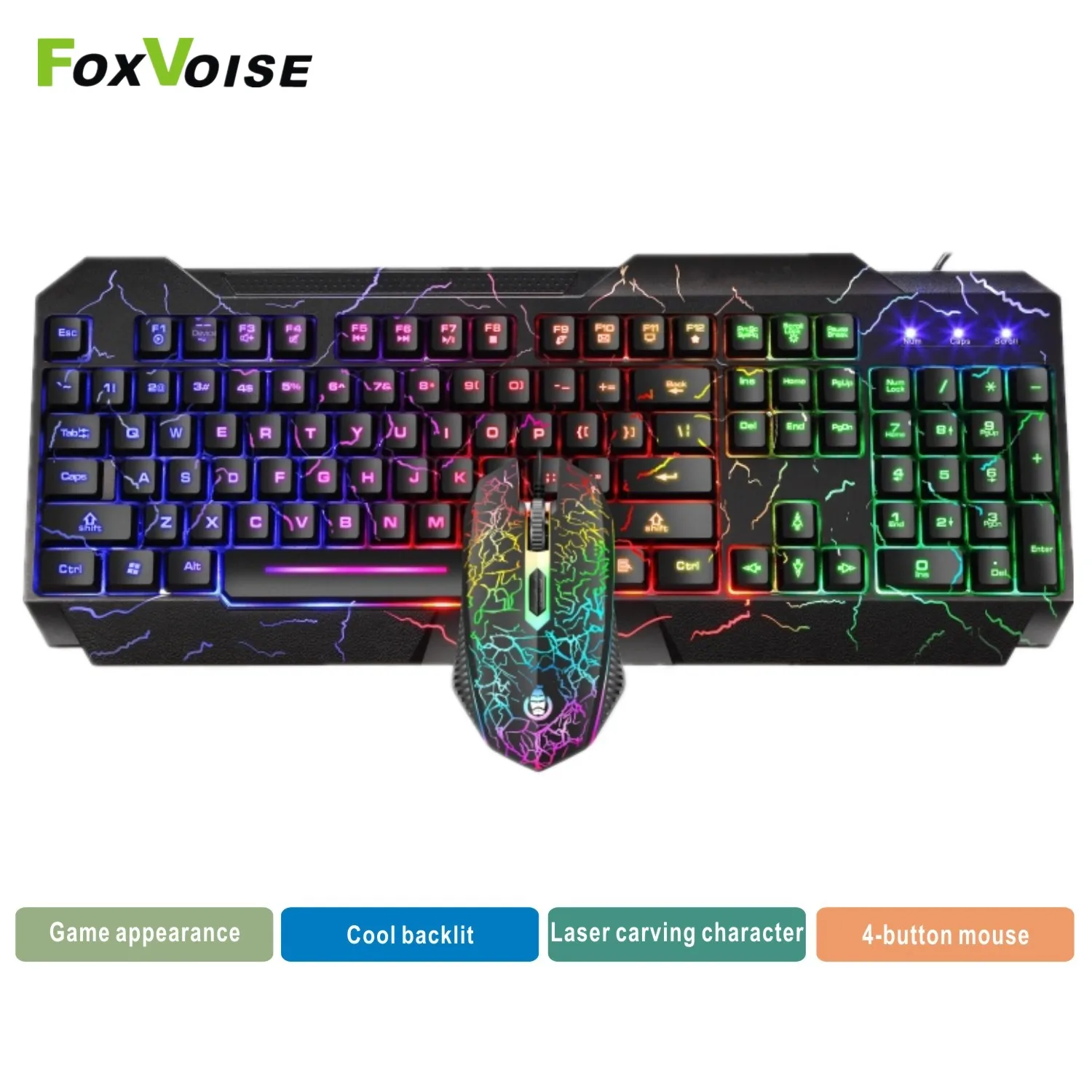 Gaming Keyboard Mouse Combo LED Luminous USB Wired Gamer Kit RGB Backlight Waterproof Multi-Media Mouse And Keyboard Set For PC