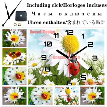 

2020 top popular 5d diamond painting cross stitch clock flower diy diamond embroidery with clock decortion home Christmas gift