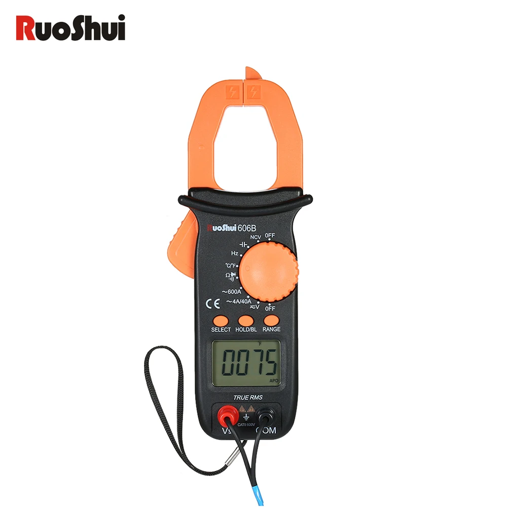 RuoShui606B цифровой клещи Ручной Автоматический диапазон токовые измерительные