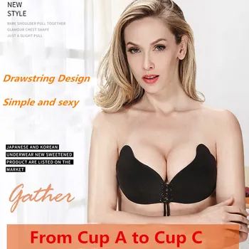 

Varsbaby Sexy Push Up Bra Silicone Lace Up Big Size Invisible Strapless Bras for Women