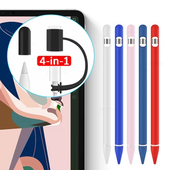 

4in1 360 Anti-lost Protective Cover For Apple Pencil 1 case Pen Point Stylus tip tablet Penpoint Silicone Protector pensil coque